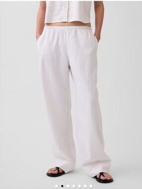 GAP | White Elastic-Waist Wide Leg Pants